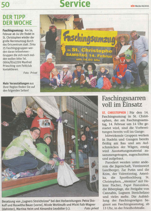 Bericht Faschingsumzug 2015